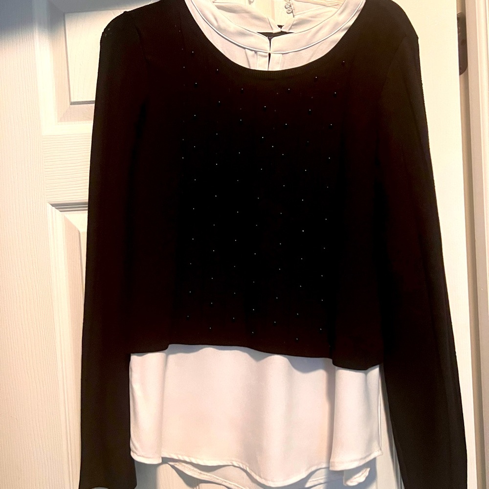 WHBM Beaded built in shirt sweater combo. Size Medium